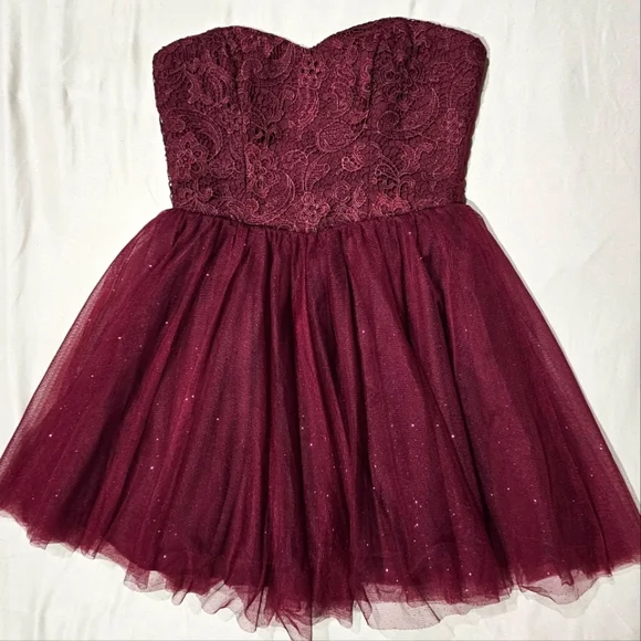 🆑️ SPEECHLESS Fit Flare Dress | Strapless Tube Floral Lace Sweetheart M - Picture 11 of 17